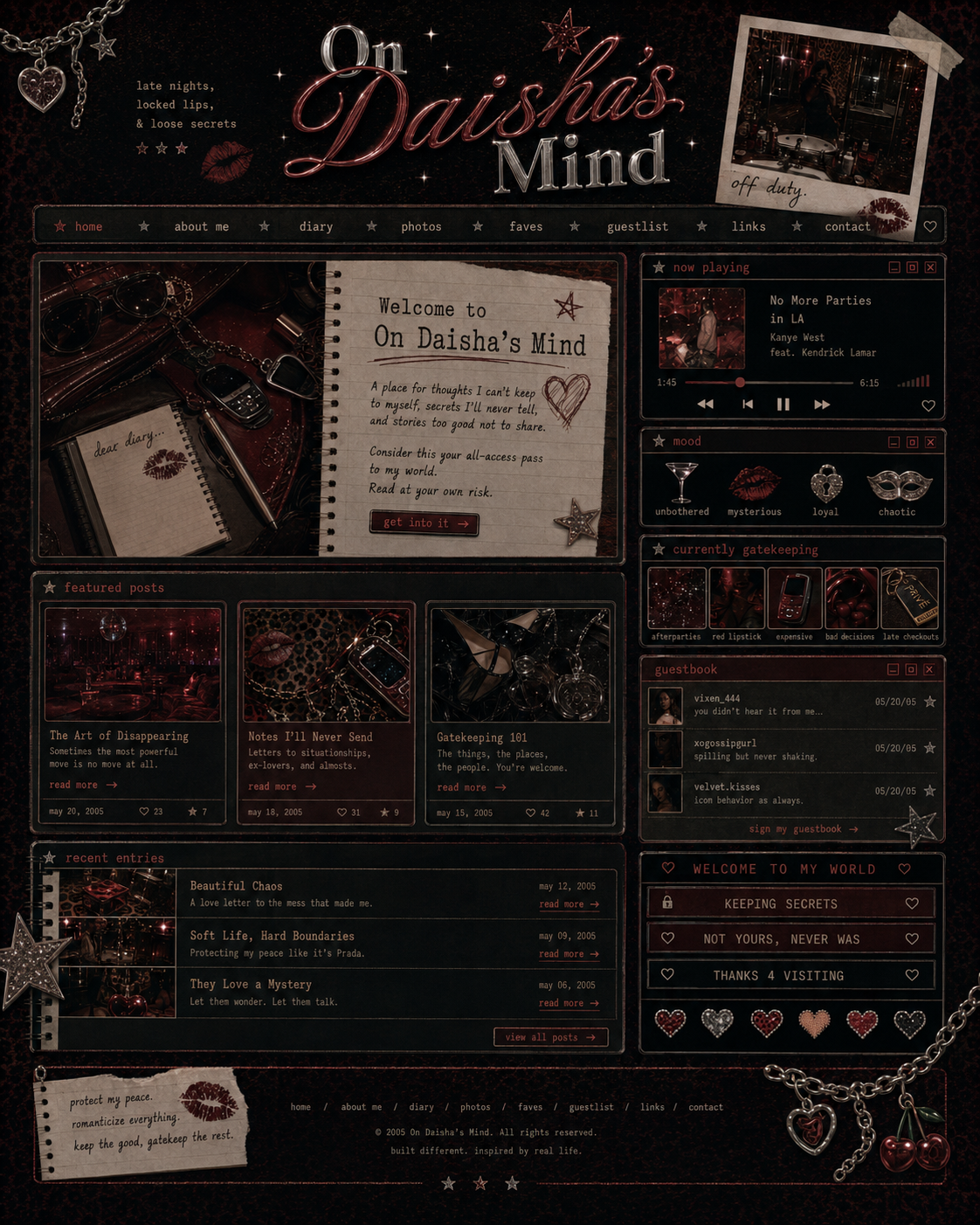On Daisha's Mind visual layout